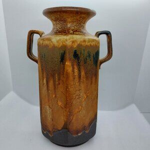 Vintage Scheurich Ceramic Vase West Germany Fat Lava Finish With Two Handles